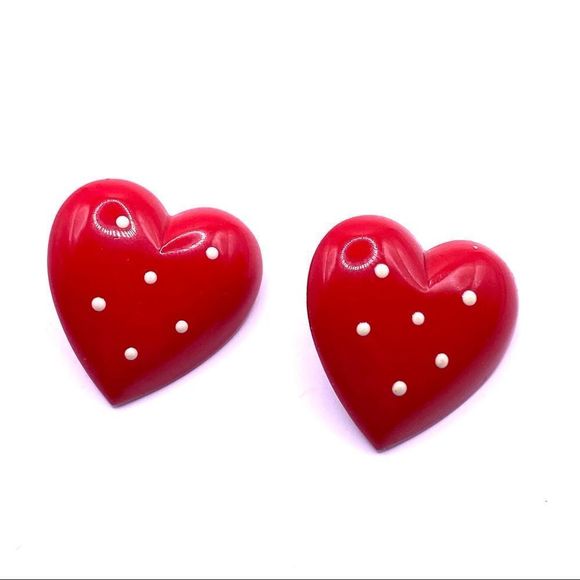 𝅺VINTAGE Red Heart Earrings - Picture 5 of 6